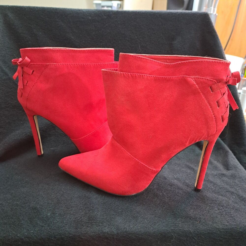 Nathaly Women's Booties Red High Heel Stilettos Ankle Boots Size 7
